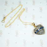 Rose Cut Diamond and Sapphire Heart