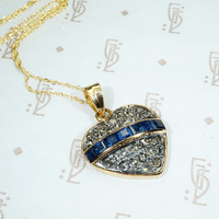 Rose Cut Diamond and Sapphire Heart
