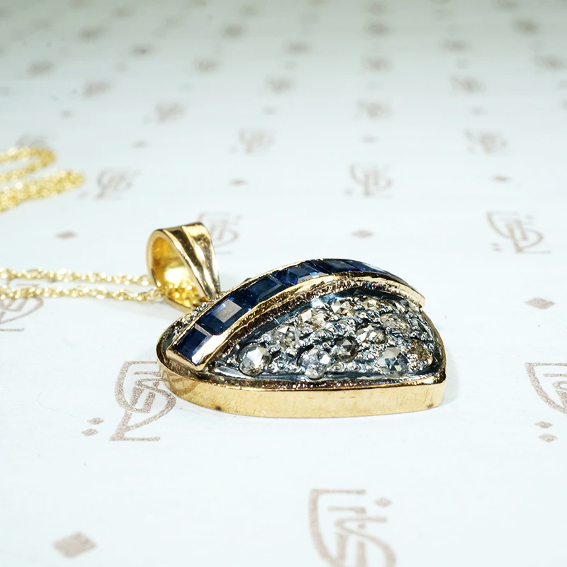 Rose Cut Diamond and Sapphire Heart