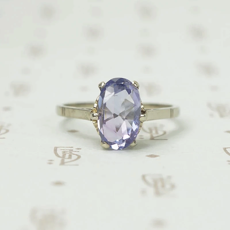 Rose Cut Oval Purple Sapphire Solitaire