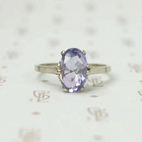 Rose Cut Oval Purple Sapphire Solitaire