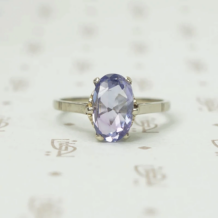 Rose Cut Oval Purple Sapphire Solitaire