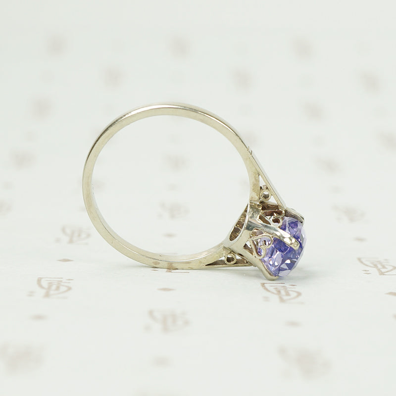 Rose Cut Oval Purple Sapphire Solitaire