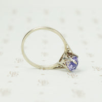 Rose Cut Oval Purple Sapphire Solitaire
