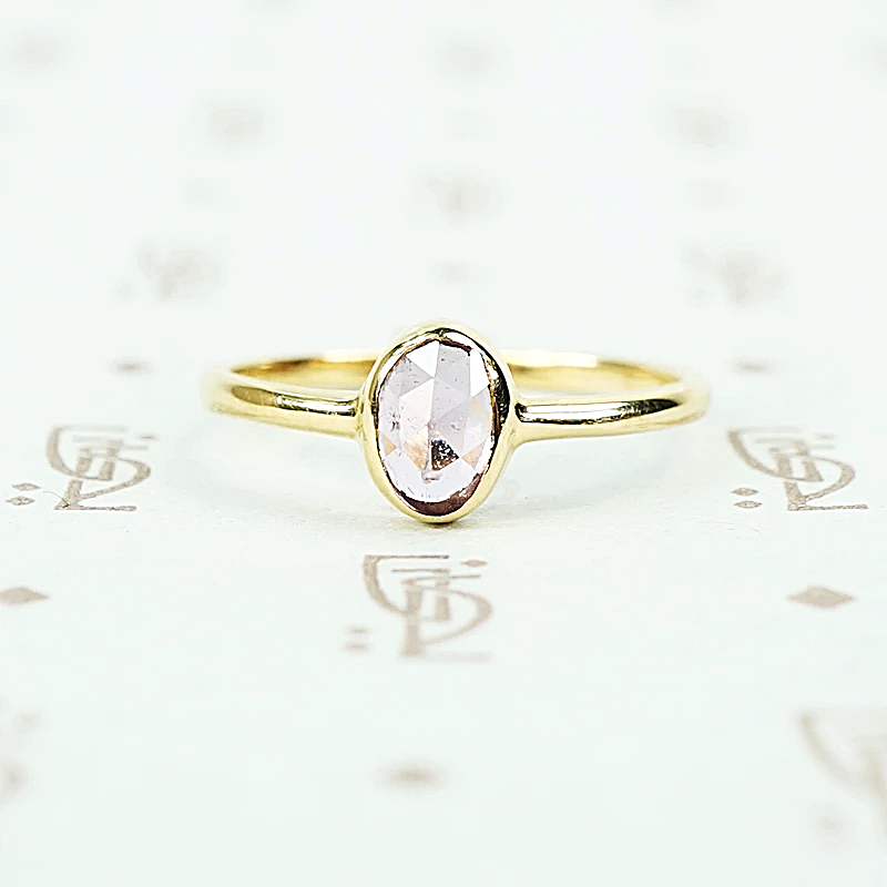rose cut pink sapphire in recycled gold ring