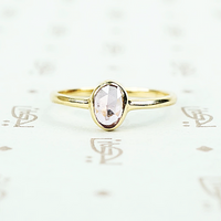 rose cut pink sapphire in recycled gold ring