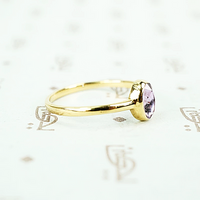 rose cut pink sapphire in recycled gold ring side