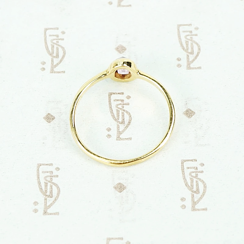 rose cut pink sapphire in recycled gold ring side