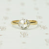 Rose Cut Diamond Solitaire in Platinum on 18K Yellow Gold