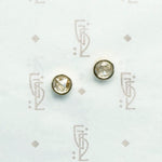 antique rose cut diamonds in recycled 14k yellow gold bezel stud earrings