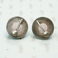 Vintage Sterling Silver Filigree Rose Quartz Earrings