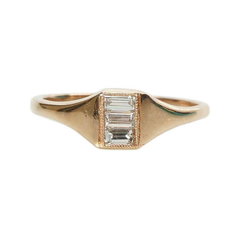 Stacked Baguette Diamond Ring in Rose Gold by 720