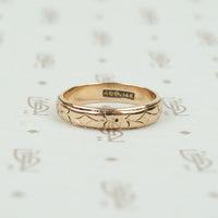 Engraved Design Vintage Rose Gold Wedding Band