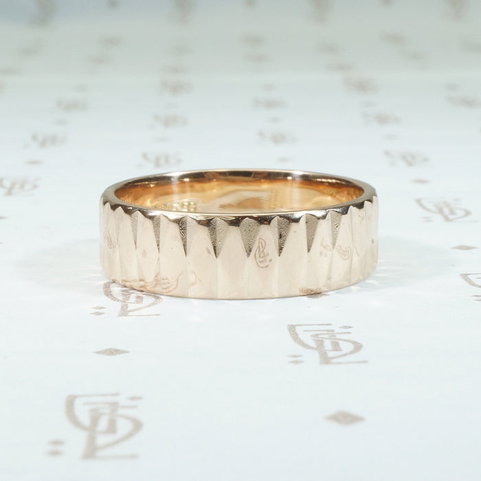 14k rose gold geometric wedding band vintage