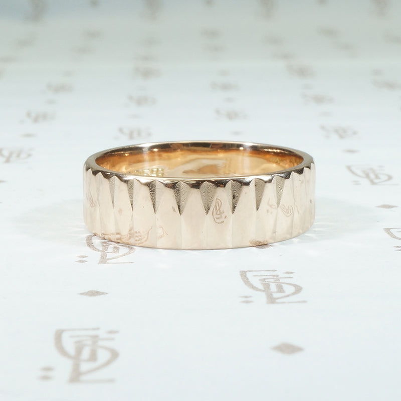 14k rose gold geometric wedding band vintage