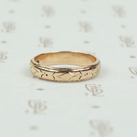 Engraved Design Vintage Rose Gold Wedding Band
