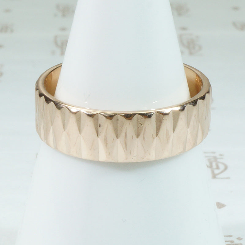14k rose gold geometric wedding band vintage