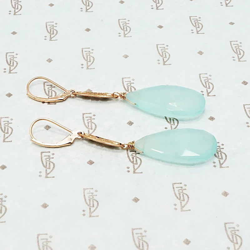 Marché Pendant Drop Earrings in Rose Gold with Chalcedony by brunet