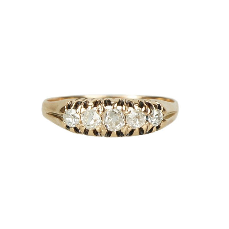 Antique Rose Gold Mine Cut Diamond Ring - Gem Set Love