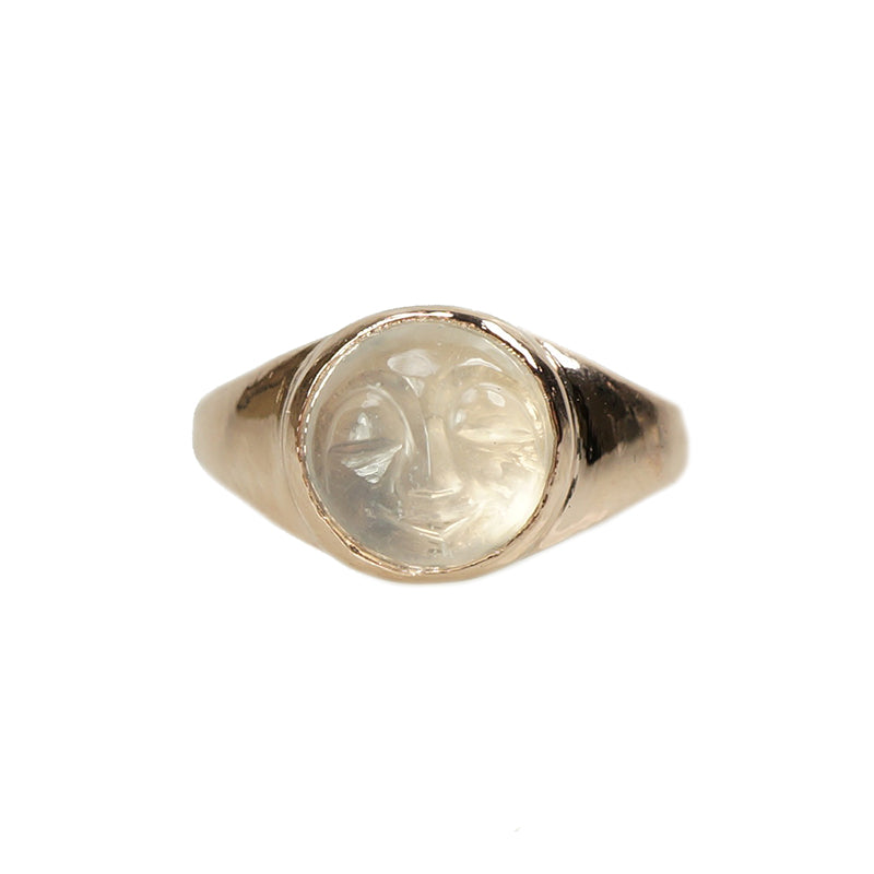 Carved Moonstone set in Recycled Rose Gold - Gem Set Love