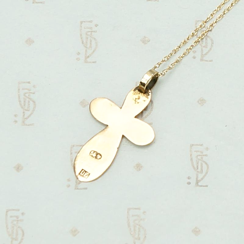 Antique Russian Cross in Rose Gold. Back view.