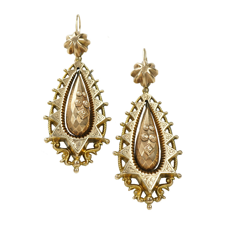 Fancy Rose Gold Victorian Earrings