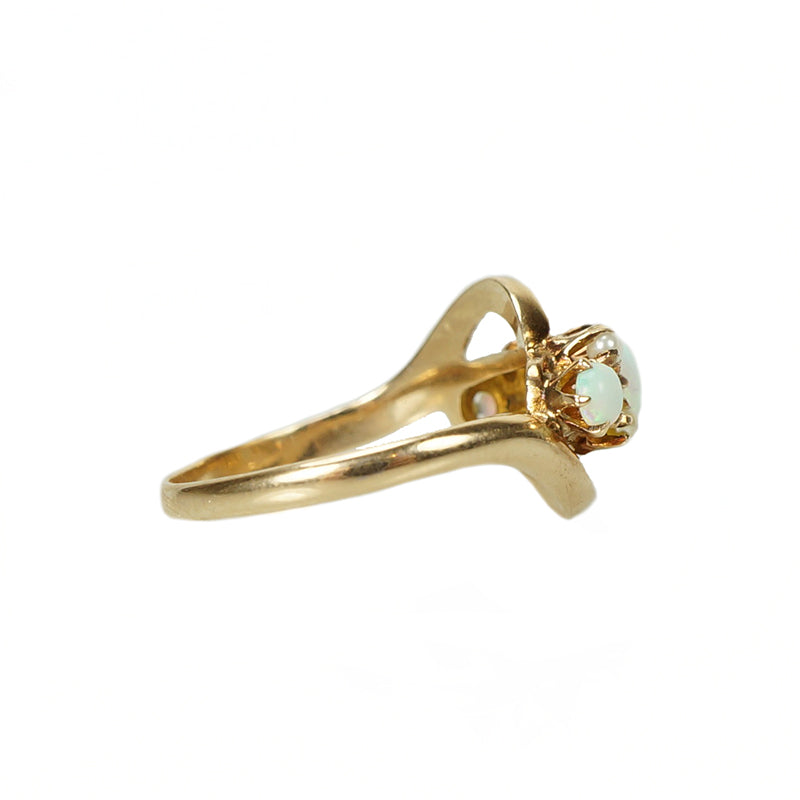Antique Rose Gold Opal and Pearl Ring - Gem Set Love