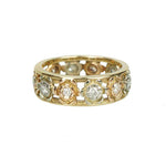 Vintage 1940s Band of Diamond set Roses in White and Rose Gold - Gem Set Love