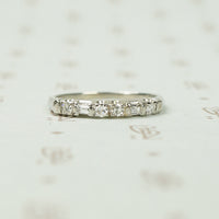 Vintage Platinum Baguette and Round Diamond Band