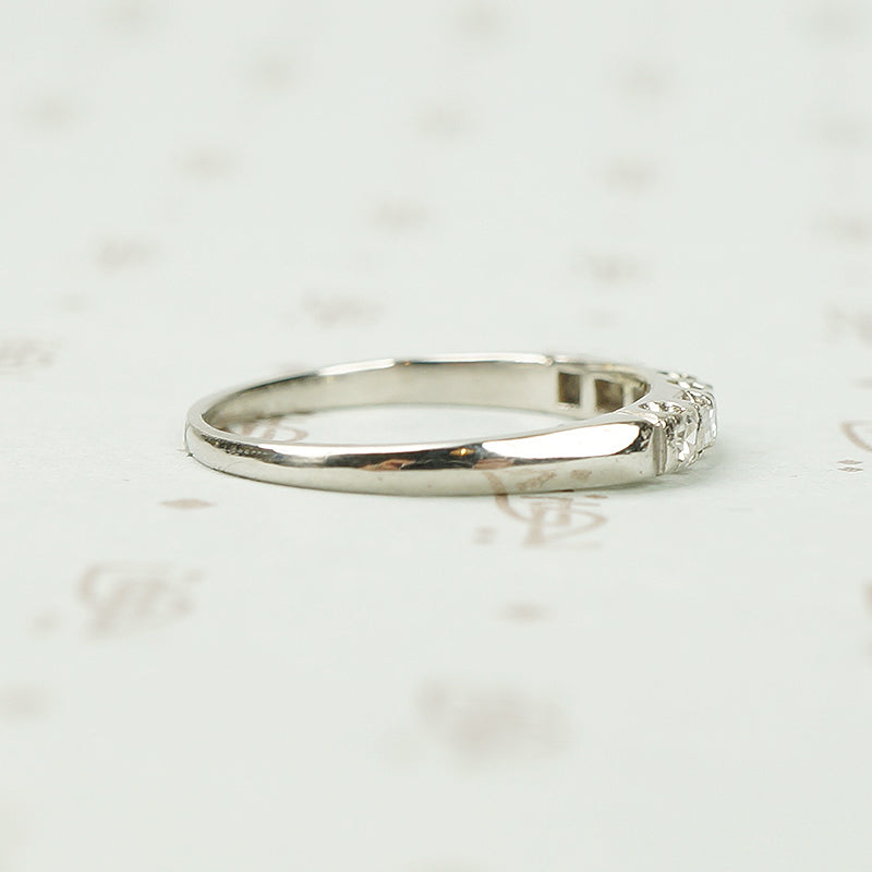 Vintage Platinum Baguette and Round Diamond Band