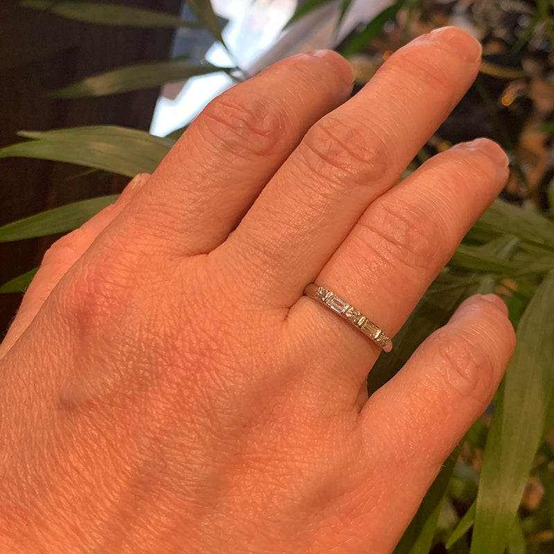 Perfect Round and Baguette Diamond Platinum Band