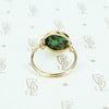 round turquoise in 14k gold specimen ring back view