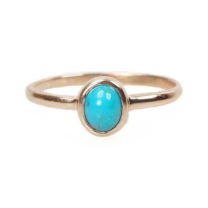 Oval Turquoise Cabochon Ring in 14k Rose Gold by 720