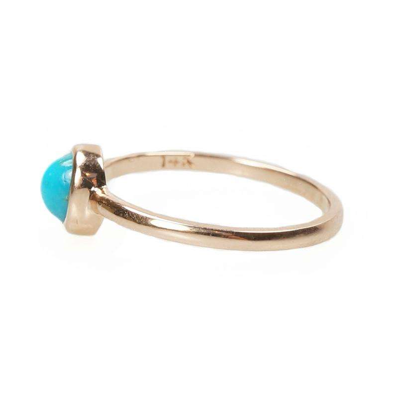 Oval Turquoise Cabochon Ring in 14k Rose Gold by 720