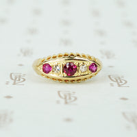 vintage ruby and diamond 18k yellow gold ring