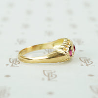 Vintage 18k Yellow Gold Diamond and Ruby Ring