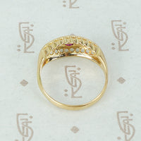 Vintage 18k Yellow Gold Diamond and Ruby Ring
