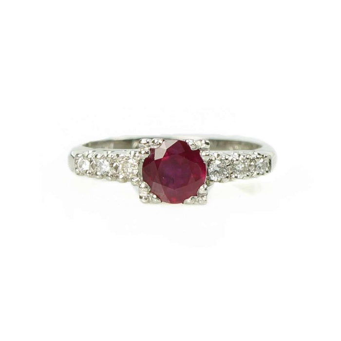 A Classic Platinum 1940's Ruby and Diamond Engagement
