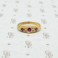 ruby and diamond band chester england 18k 1901