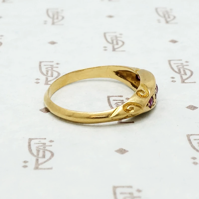 ruby and diamond band chester england 18k 1901 side view