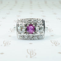 ruby oec diamond white gold panel ring