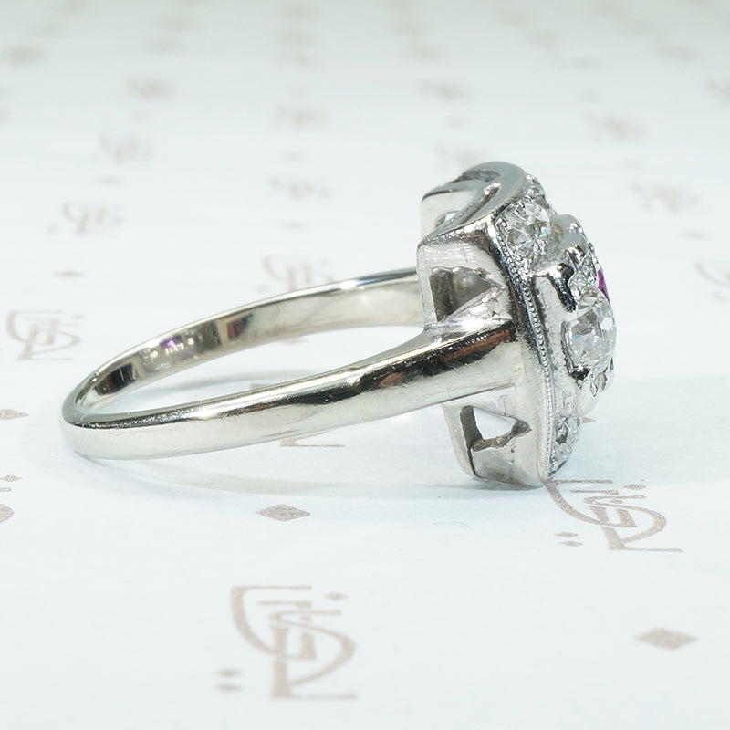 ruby oec diamond white gold panel ring