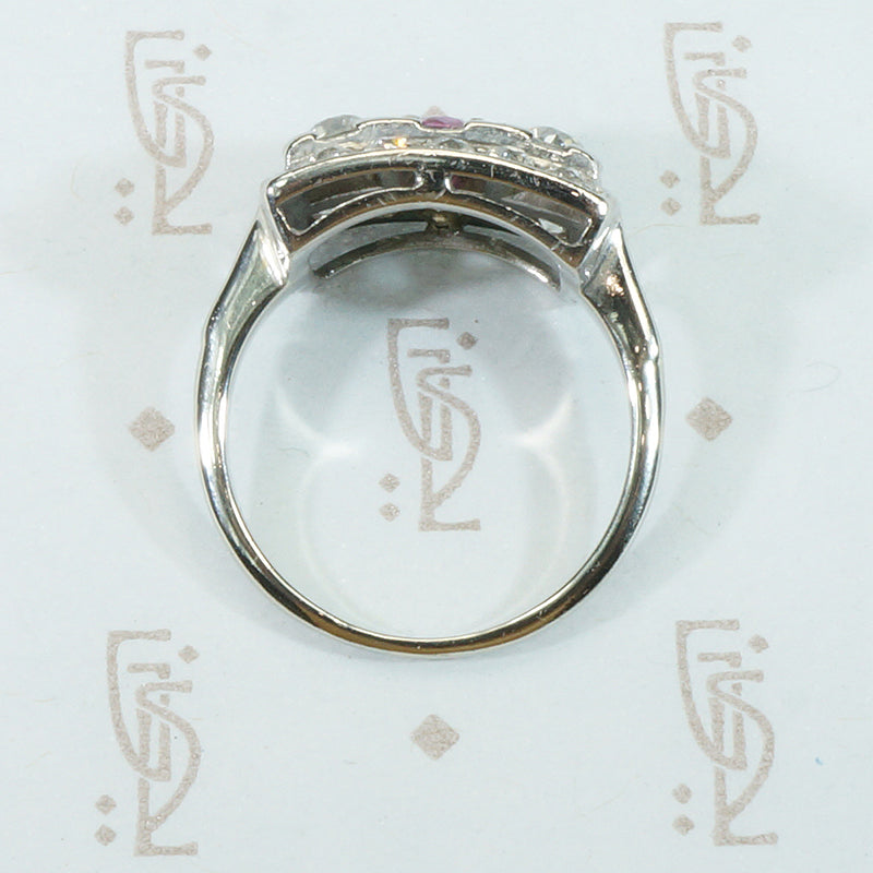 Art Deco Ruby and Diamond Panel Ring