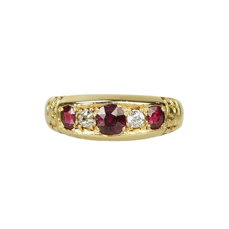Chester Gold Ruby and Diamond Band - Gem Set Love