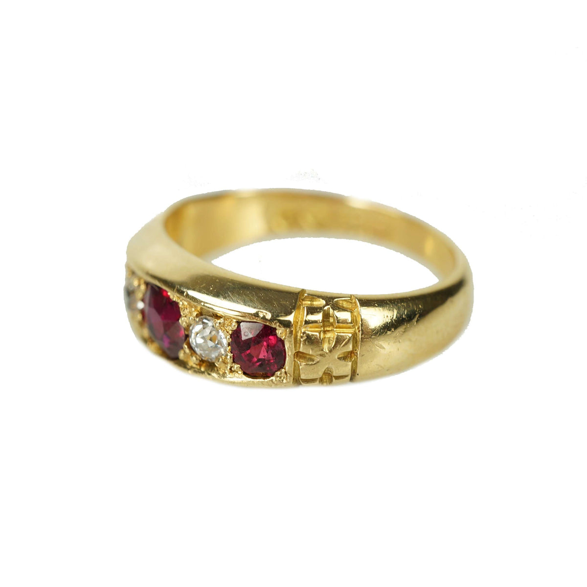 Chester Gold Ruby and Diamond Band - Gem Set Love