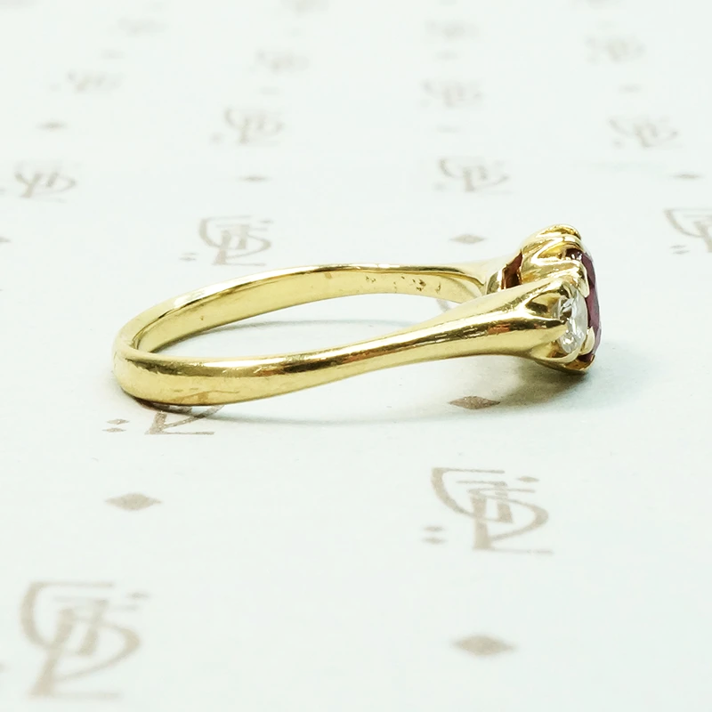 Rich Yellow Gold Ruby and Diamond Vintage Ring