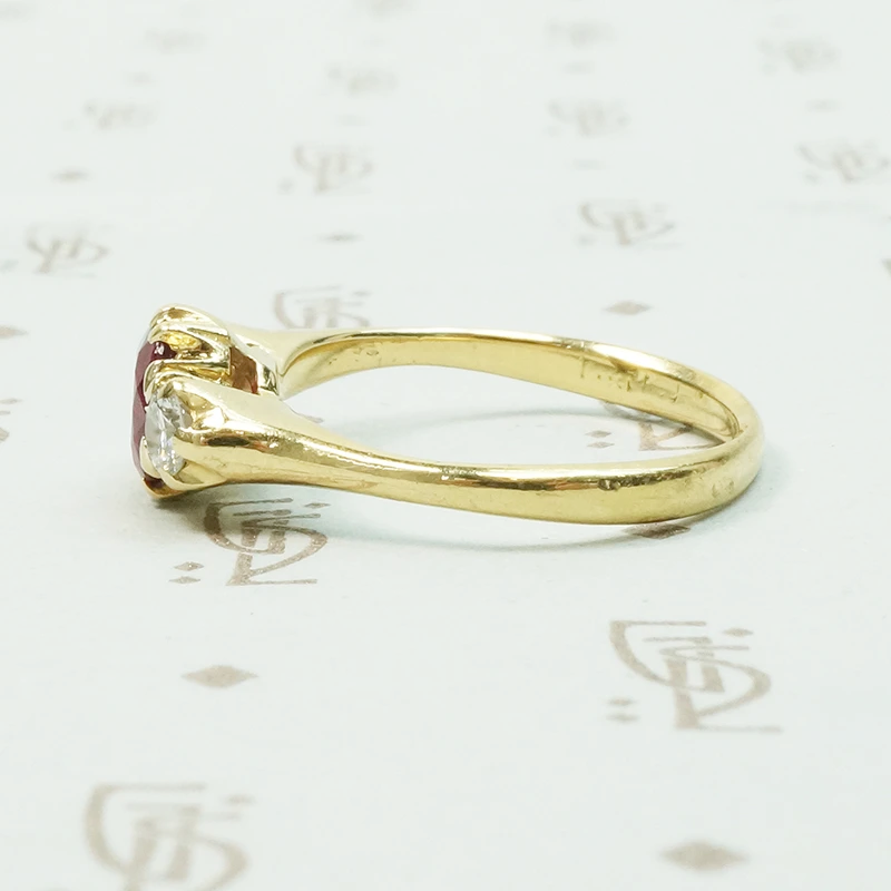 Rich Yellow Gold Ruby and Diamond Vintage Ring