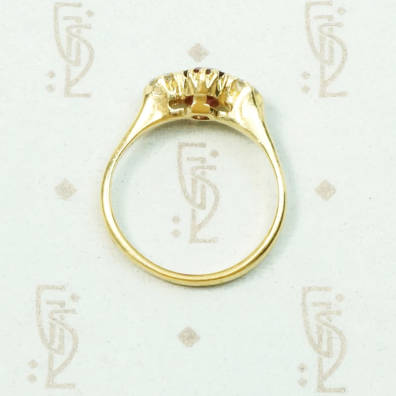 Rich Yellow Gold Ruby and Diamond Vintage Ring