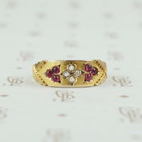 hallmarked 15ct gold band with diamonds and rubies