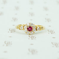 ruby and omc diamond ring 18k yellow gold 